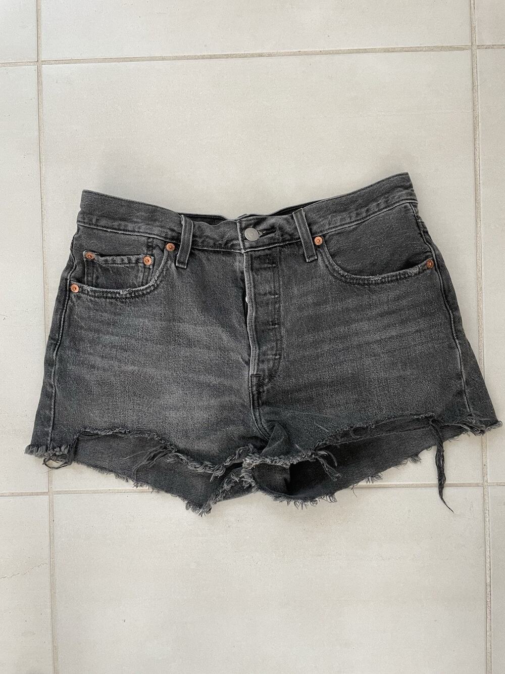 Levi's Jean Shorts Distressed Cut Off Frayed High Rise Denim